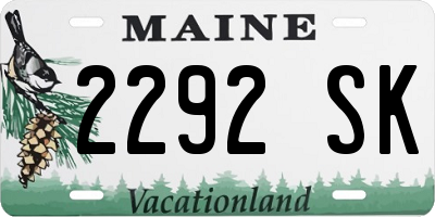 ME license plate 2292SK
