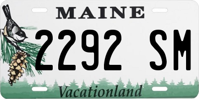 ME license plate 2292SM