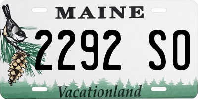 ME license plate 2292SO