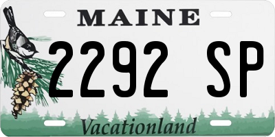 ME license plate 2292SP