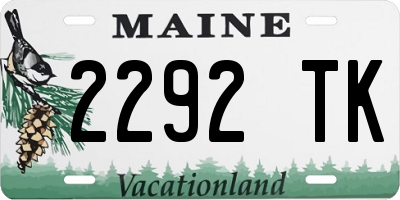 ME license plate 2292TK