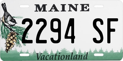 ME license plate 2294SF