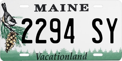 ME license plate 2294SY