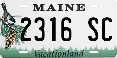 ME license plate 2316SC