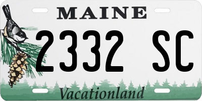 ME license plate 2332SC