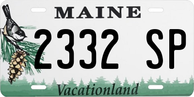 ME license plate 2332SP