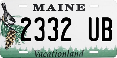 ME license plate 2332UB
