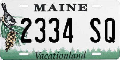 ME license plate 2334SQ