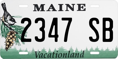 ME license plate 2347SB