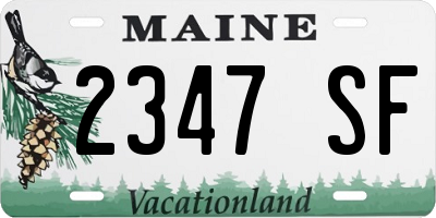 ME license plate 2347SF