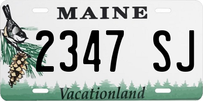 ME license plate 2347SJ