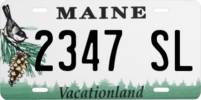 ME license plate 2347SL
