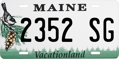 ME license plate 2352SG