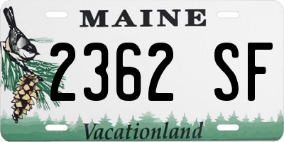 ME license plate 2362SF