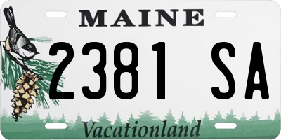 ME license plate 2381SA