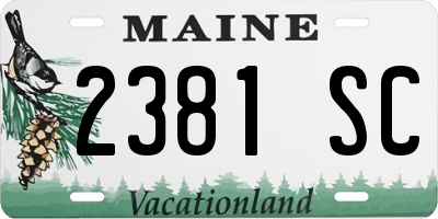 ME license plate 2381SC