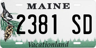 ME license plate 2381SD