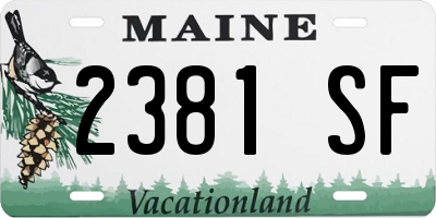 ME license plate 2381SF