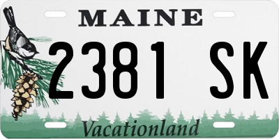 ME license plate 2381SK