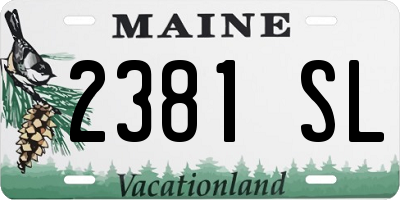 ME license plate 2381SL