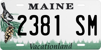 ME license plate 2381SM