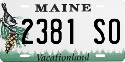ME license plate 2381SO