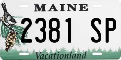ME license plate 2381SP