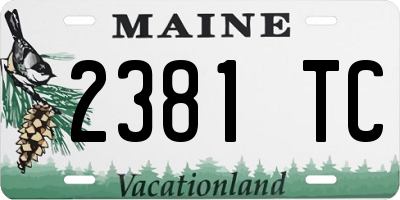 ME license plate 2381TC