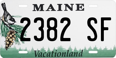 ME license plate 2382SF