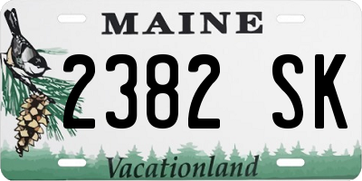 ME license plate 2382SK
