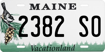 ME license plate 2382SO