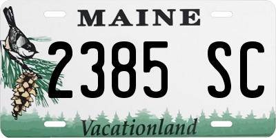 ME license plate 2385SC