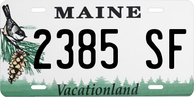 ME license plate 2385SF