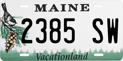ME license plate 2385SW