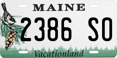 ME license plate 2386SO