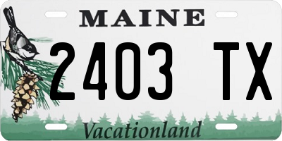 ME license plate 2403TX