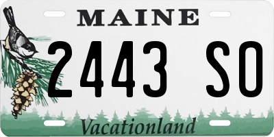 ME license plate 2443SO