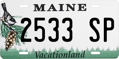 ME license plate 2533SP