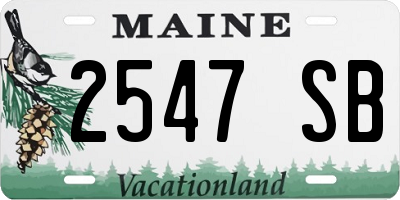 ME license plate 2547SB