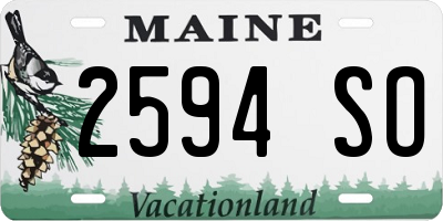 ME license plate 2594SO