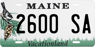 ME license plate 2600SA