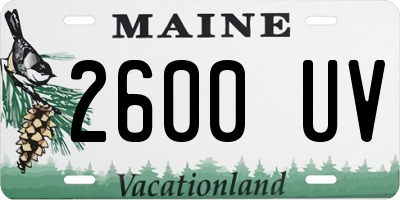 ME license plate 2600UV