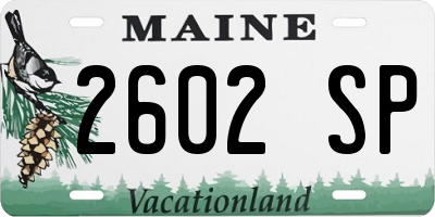 ME license plate 2602SP