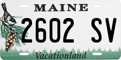 ME license plate 2602SV