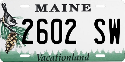 ME license plate 2602SW