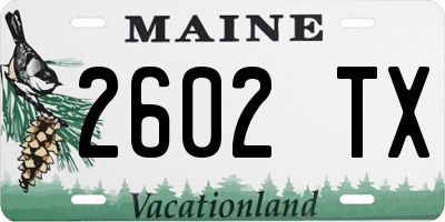 ME license plate 2602TX