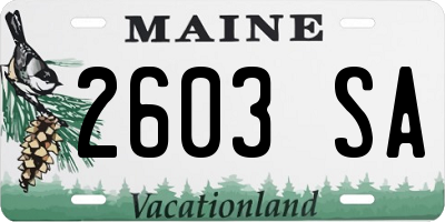 ME license plate 2603SA