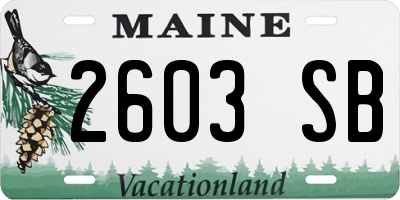 ME license plate 2603SB