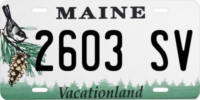 ME license plate 2603SV