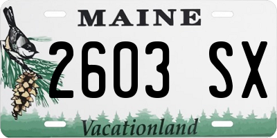 ME license plate 2603SX